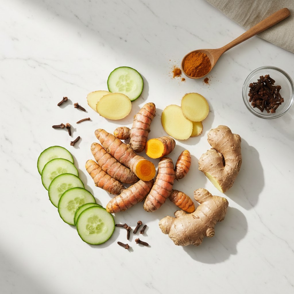 Top Benefits of Turmeric, Ginger, Cloves & Cucumber
