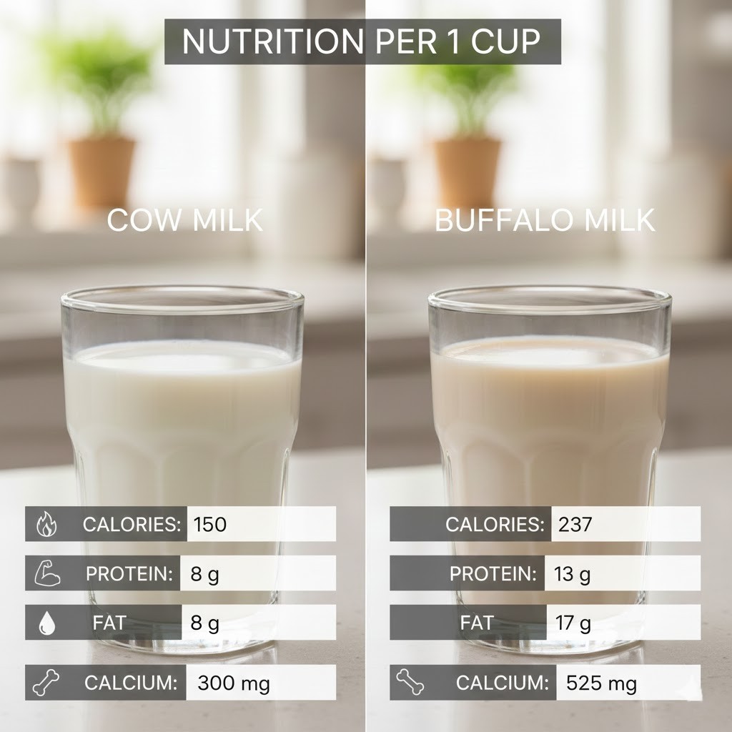 Cow Milk vs Buffalo Milk: Nutrition Compared