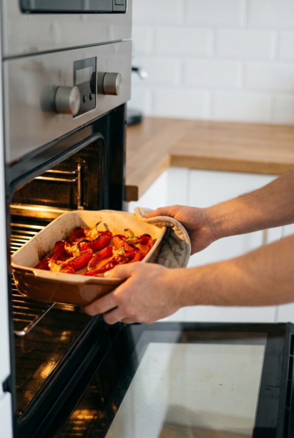 Bake the peppers for 10 minutes to soften slightly.