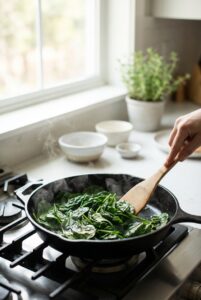 Add minced garlic and sauté for 30 seconds until fragrant.