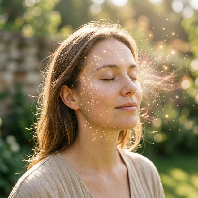 Person feeling a burst of natural energy in morning sunlight, representing B12 mitochondrial vitality