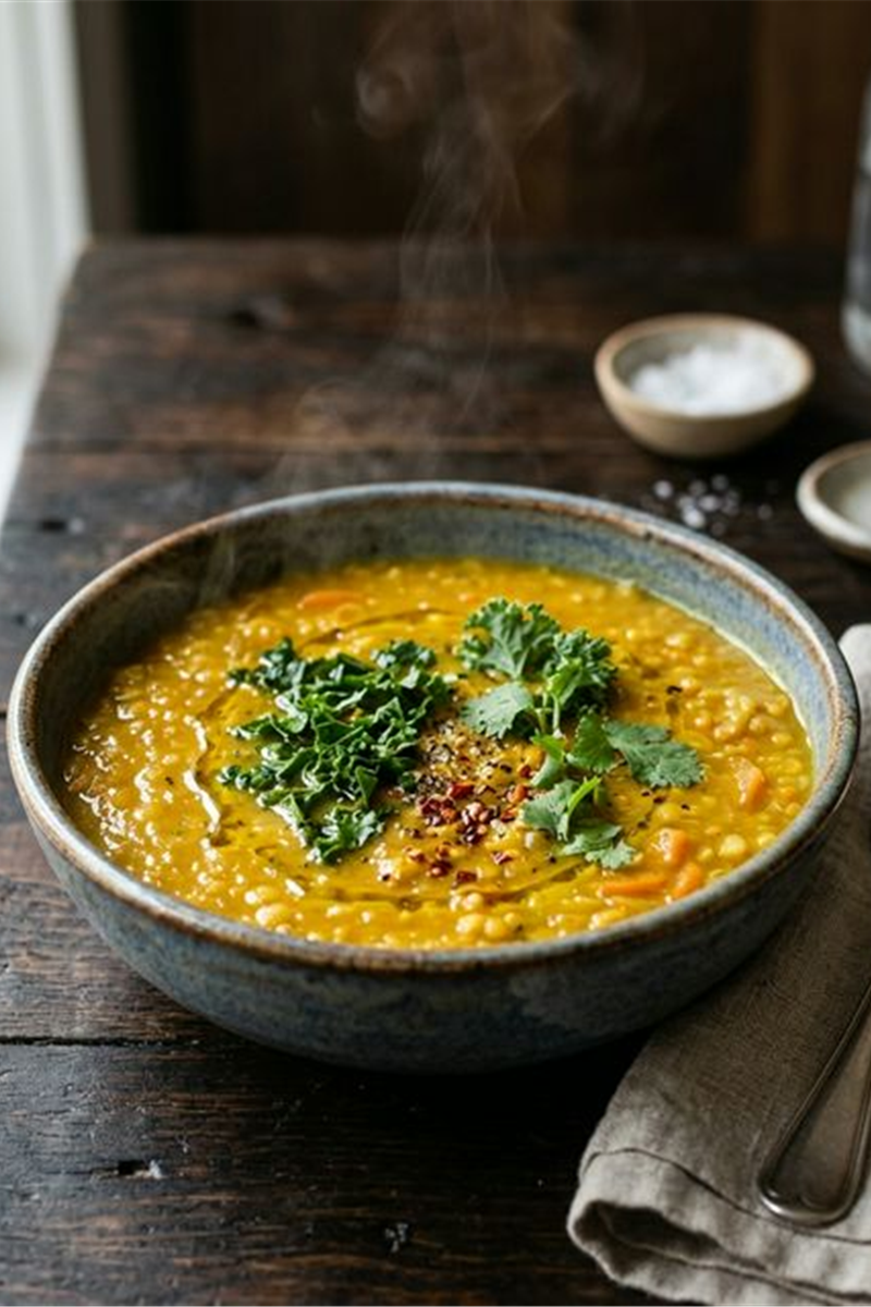 Three anti-inflammatory meal bowls with lentil soup salmon salad and oatmeal with blueberries