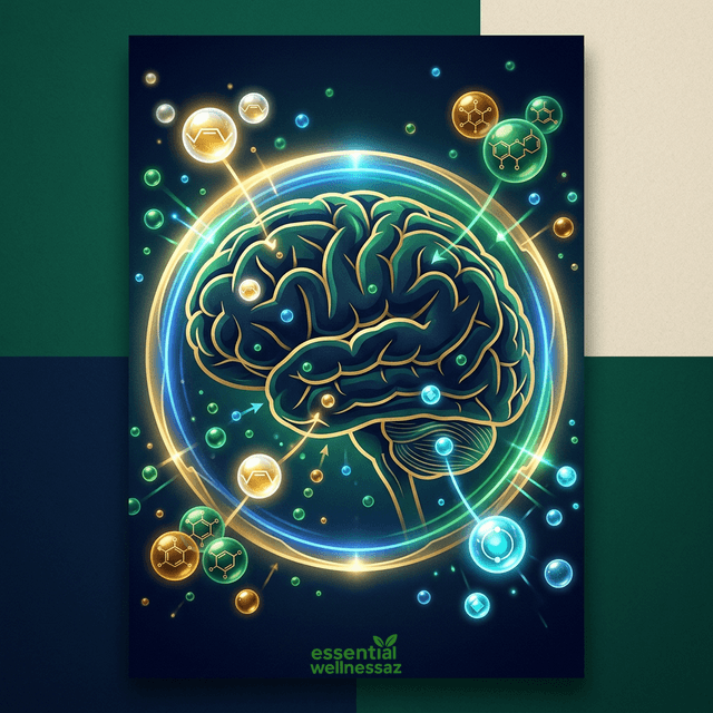Scientific illustration of beneficial nutrients crossing the blood-brain barrier to support cognitive health
