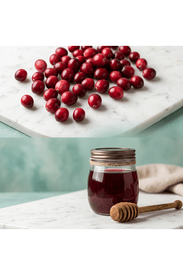 Fresh red cranberries and cranberry juice jar — cranberries are the most studied good fruit for kidneys, rich in D-mannose and proanthocyanidins
