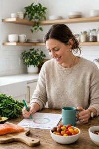 Hormone cycle chart with whole foods - cycle syncing science