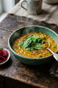 Warm lentil soup for menstrual phase - cycle syncing diet