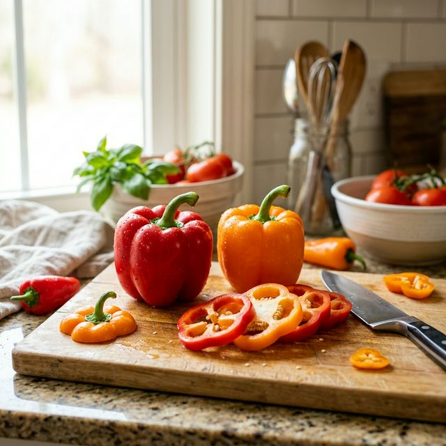 Red and orange bell peppers