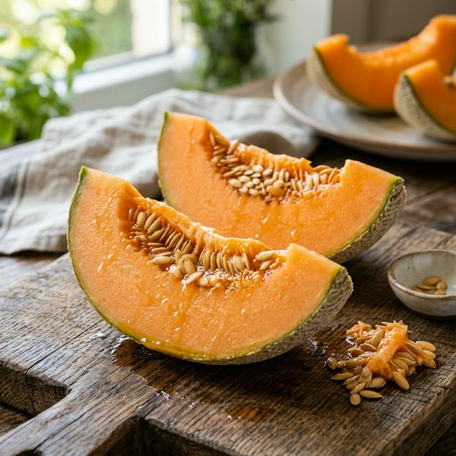 Juicy cantaloupe slices