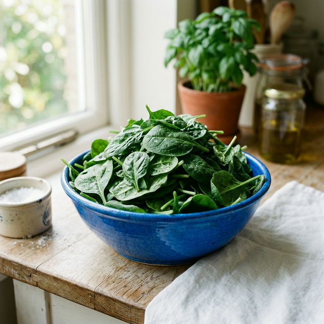 Fresh baby spinach leaves