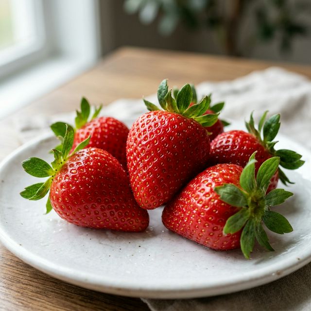 Fresh strawberries on a plate