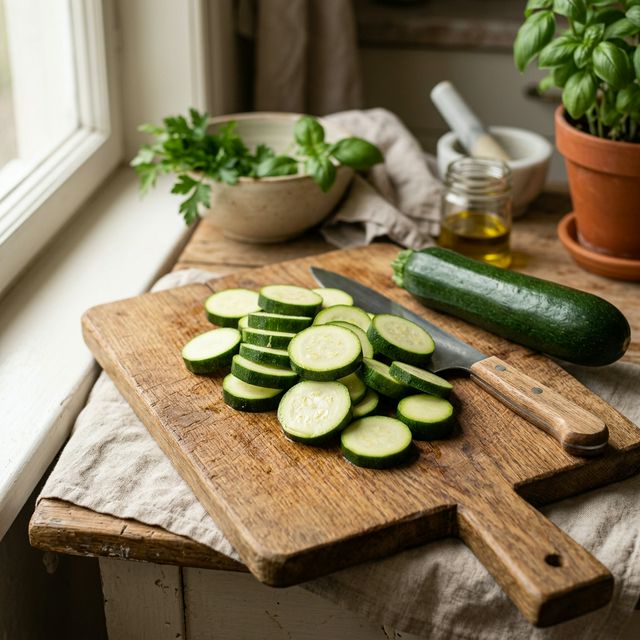 Fresh zucchini slices