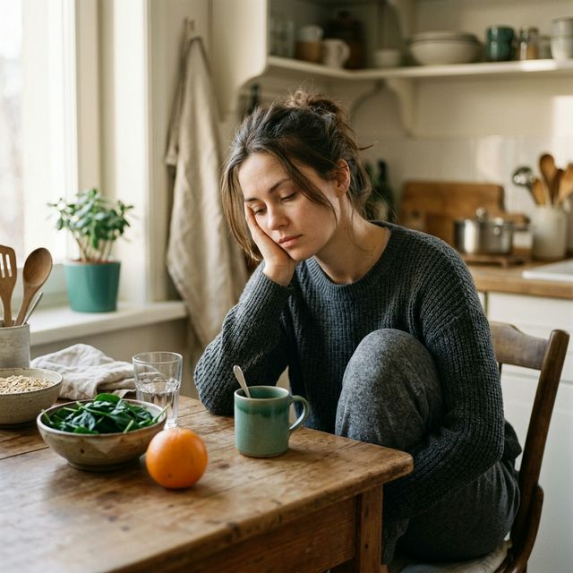 Woman experiencing fatigue — a key sign of iron deficiency in women needing iron rich foods