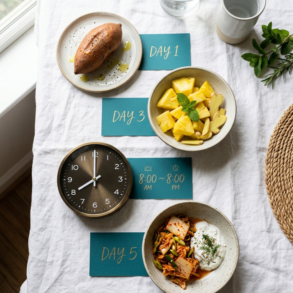 Five-day bloating reset foods and routine setup