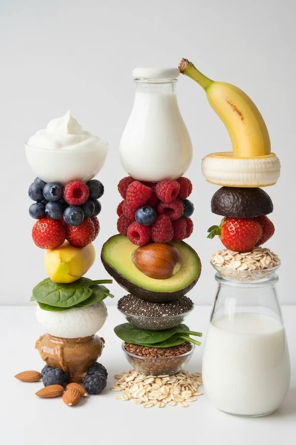 Anti-inflammatory smoothie recipes building blocks with protein fruit greens seeds and healthy fats