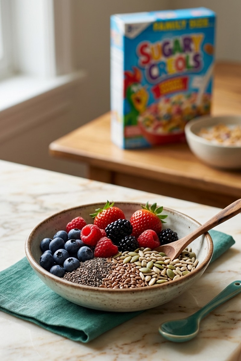 Comparison between berries and processed cereal