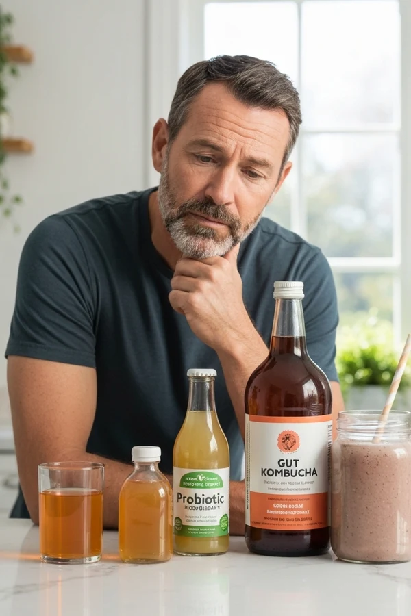 Gut health drinks to avoid like vinegar shots sugary probiotic drinks and oversized kombucha