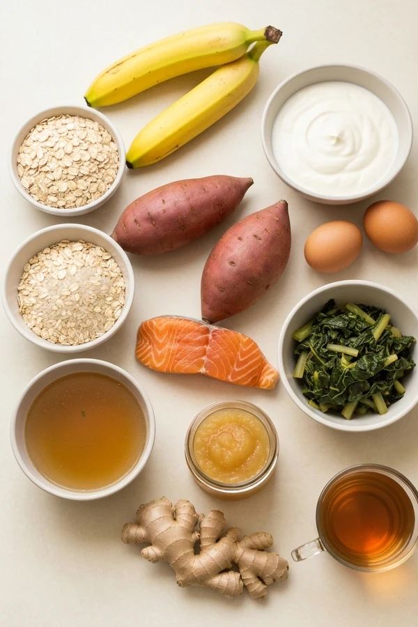 How to reduce gut inflammation quickly foods and drinks like oats bananas broth tea and salmon