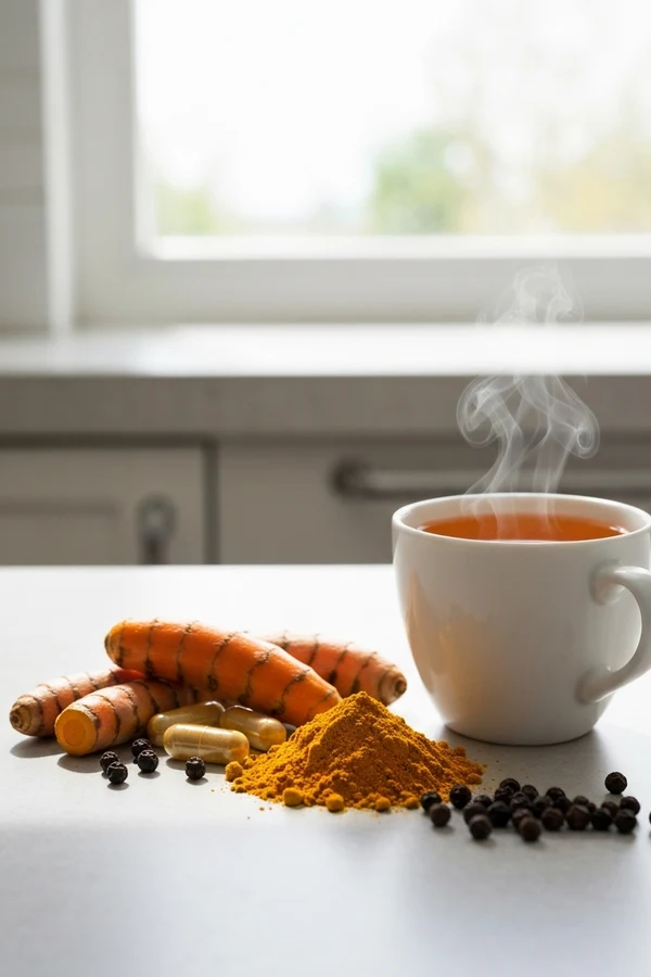 Turmeric root curcumin powder and black pepper illustrating why turmeric gets attention for inflammation