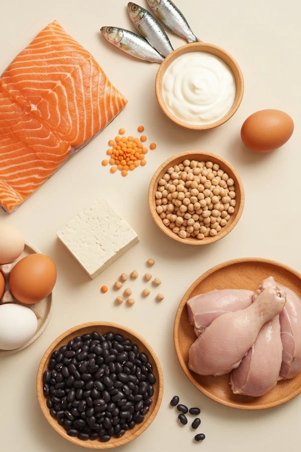 List of foods for anti inflammatory diet proteins including salmon, eggs, yogurt, tofu, beans, and lentils