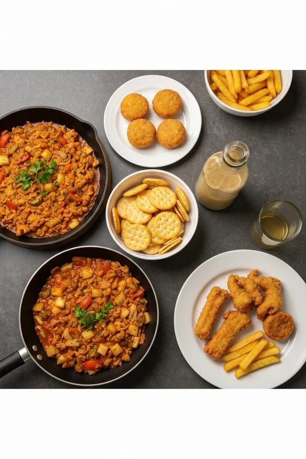 Seed oils and inflammation context test showing home cooking, packaged snacks, and fries