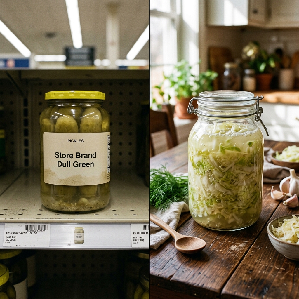 A beautiful spread of the big 5 probiotic foods including kefir, kimchi, and miso