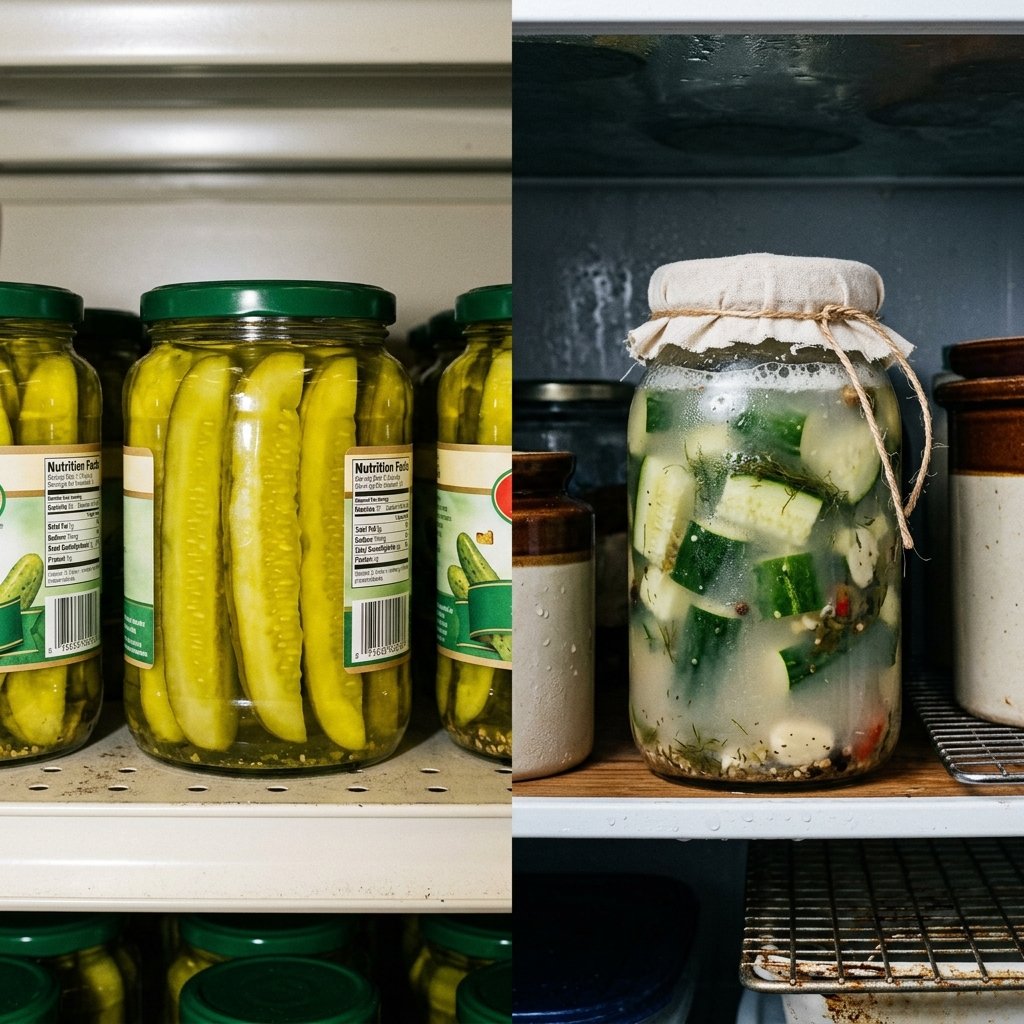 Commercial vinegar pickles vs real lacto-fermented pickles