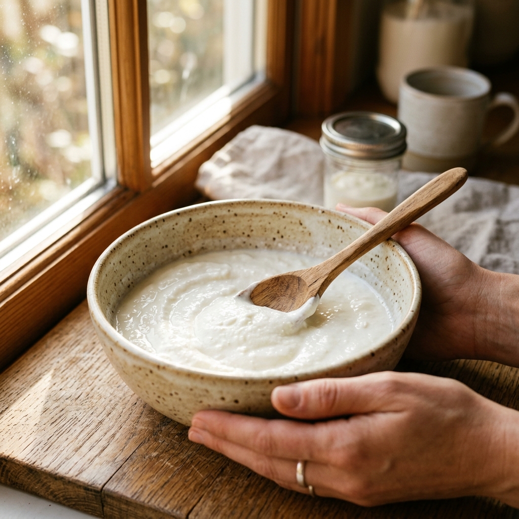 A bowl of plain Greek yogurt topped with healthy seeds, avoiding the sugar trap