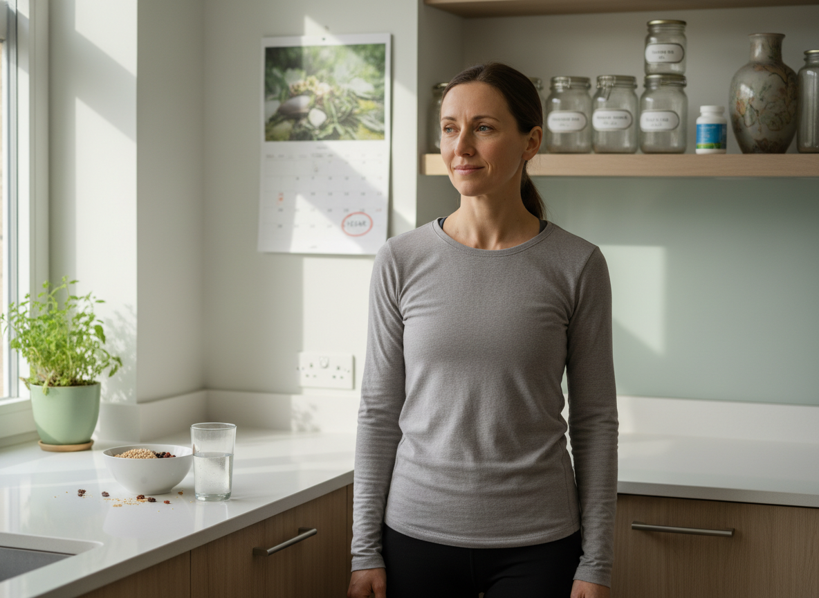 A healthy-looking vegan woman with subtle fatigue to illustrate how B12 deficiency can stay hidden for years