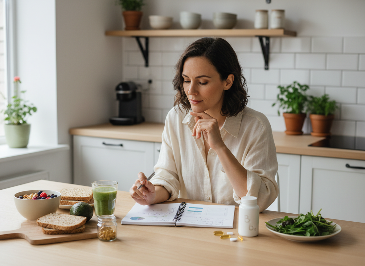 A vegan reader planning nutrients with plant foods and supplements to illustrate the quick-answer overview