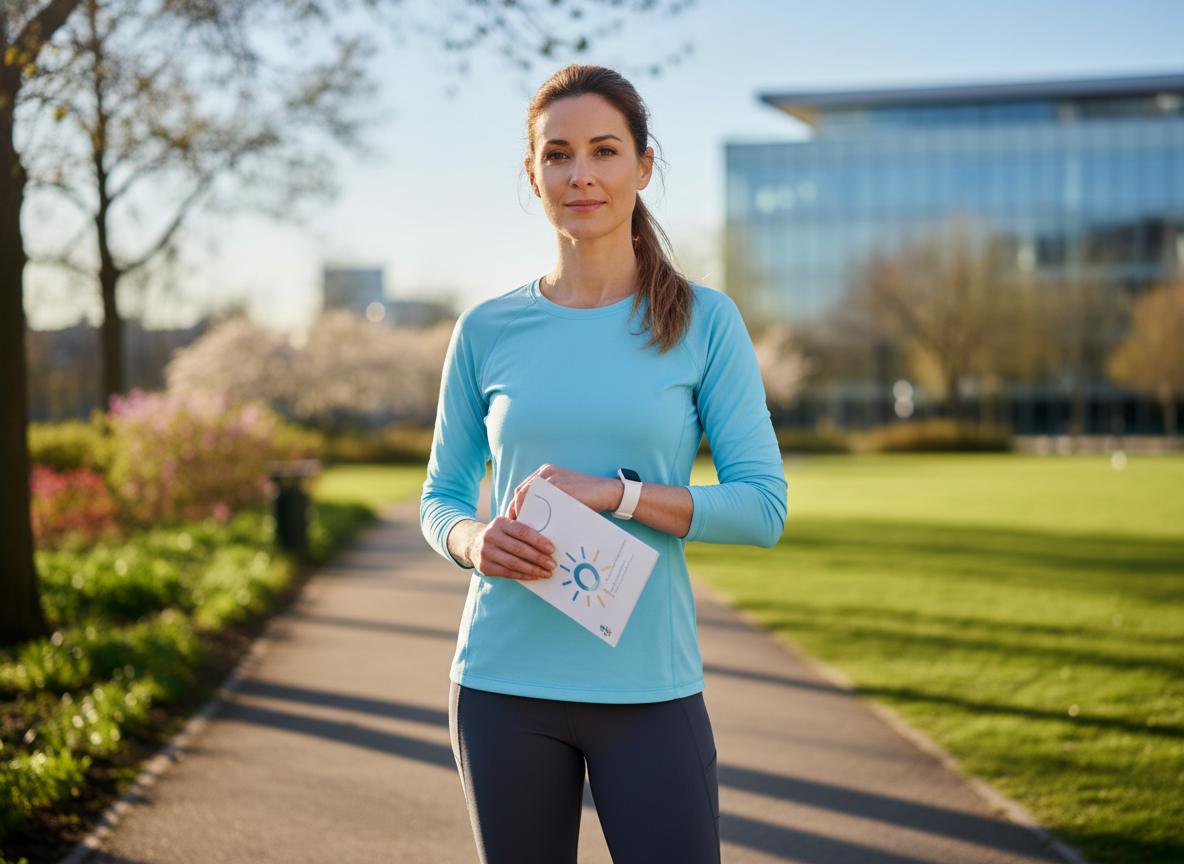 A woman outside near midday to illustrate that the right time of day matters for vitamin D more than any sunlight