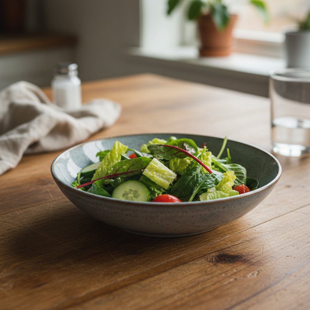 A small consistent side salad as a daily green anchor for warfarin users