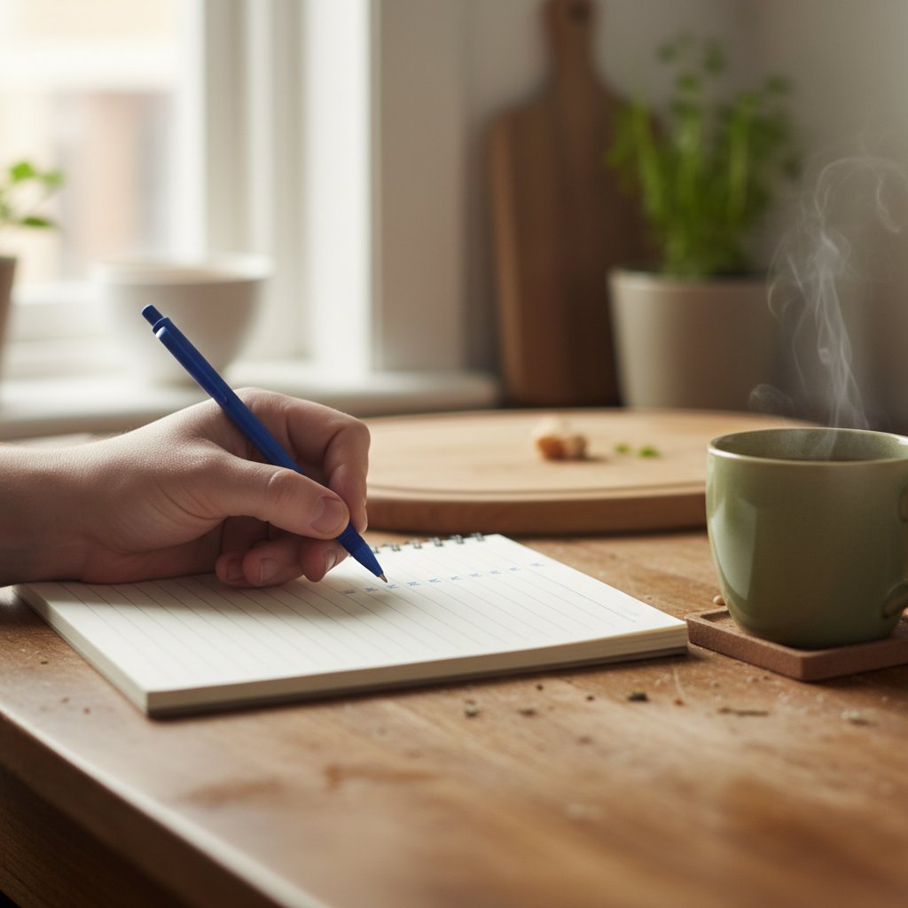A 14-day food journal with check marks to track a steady vitamin K diet
