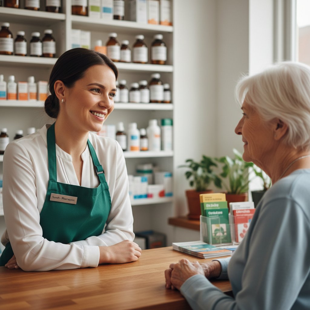A pharmacist advising a patient on a warfarin diet and INR monitoring
