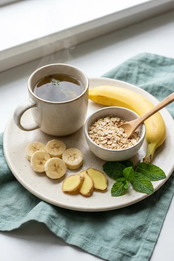Ginger, peppermint, oatmeal and banana for a nervous stomach