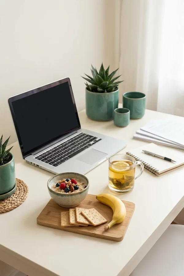 a light bland desk snack to calm a nervous stomach before a meeting