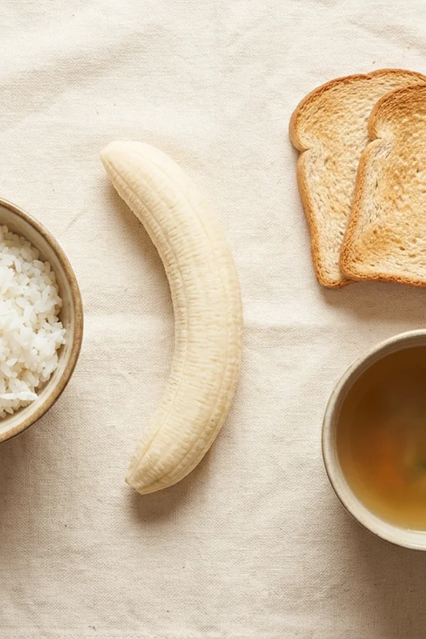 A bland breakfast after alcohol diarrhea with gentle food and water