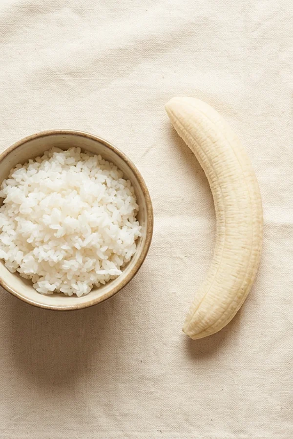 Plain rice and banana as bland foods to test digestion after diarrhea before alcohol