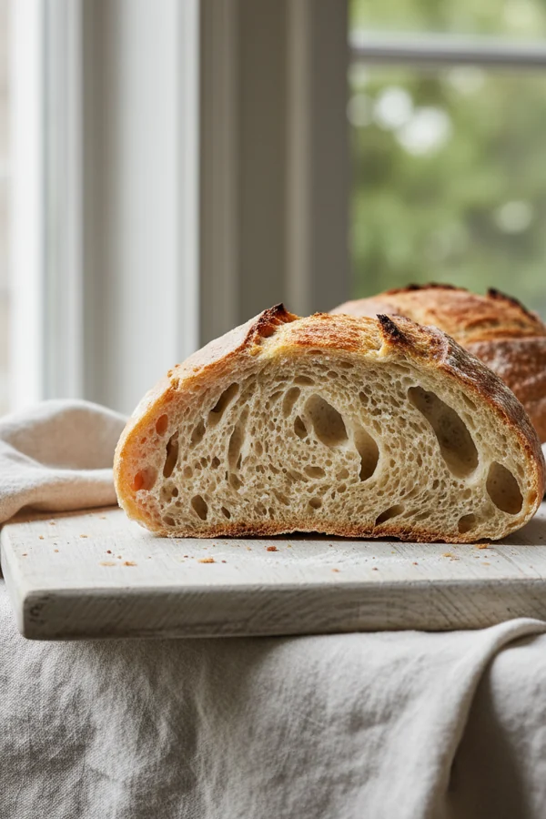 a cut sourdough loaf — fermentation reduces phytate the most of any method