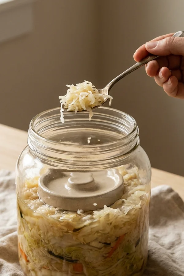 Sauerkraut in a jar as probiotic food to add later after diarrhea settles