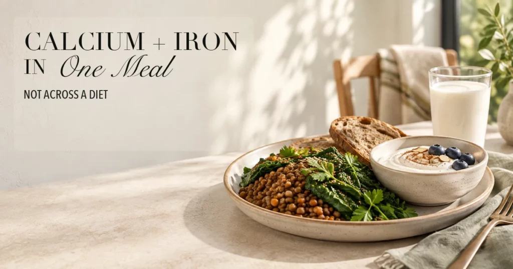 Calcium and Iron: Real in One Meal, Not Across a Diet